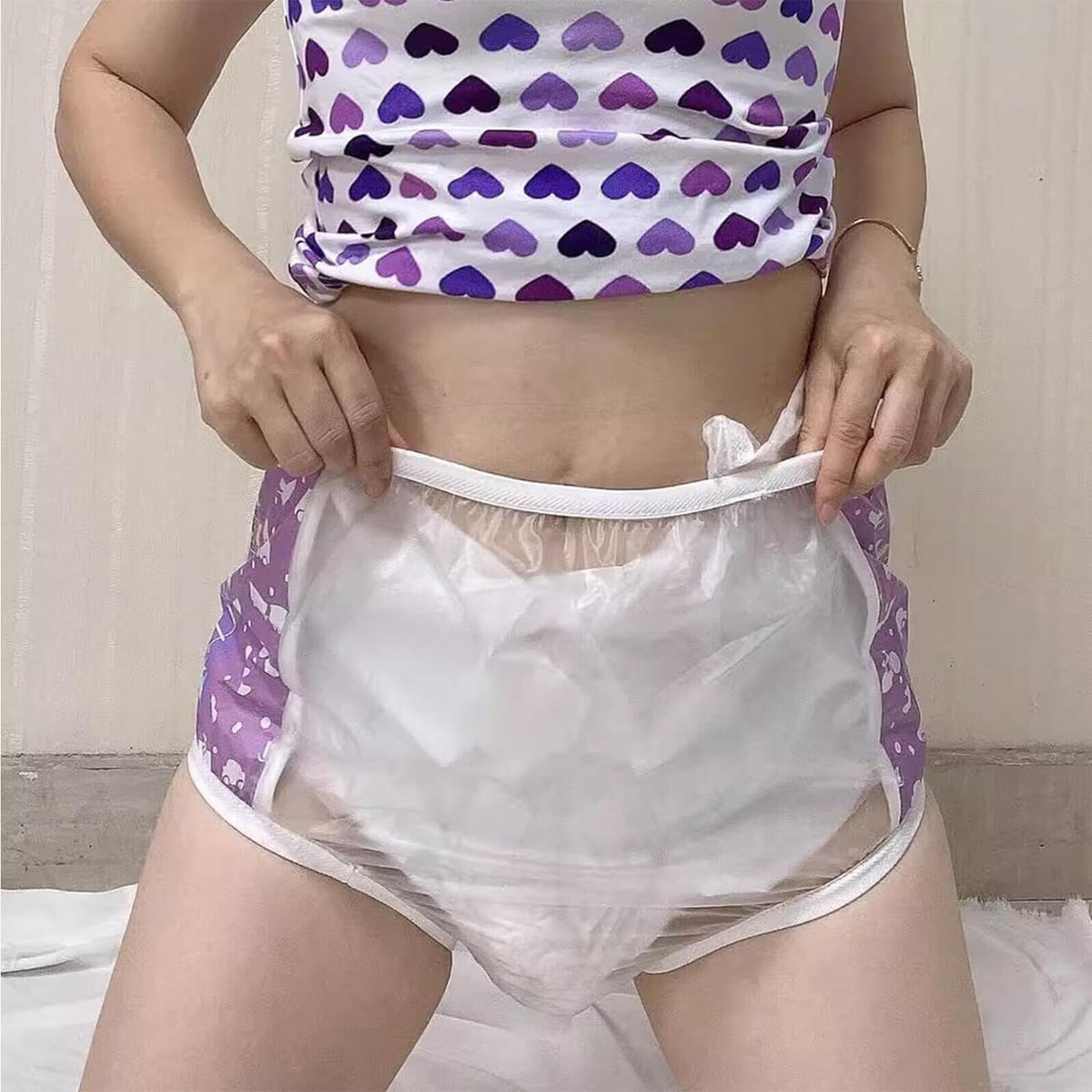Adult Plastic Diaper Cover Waterproof Pull-On Incontinence Pants C229