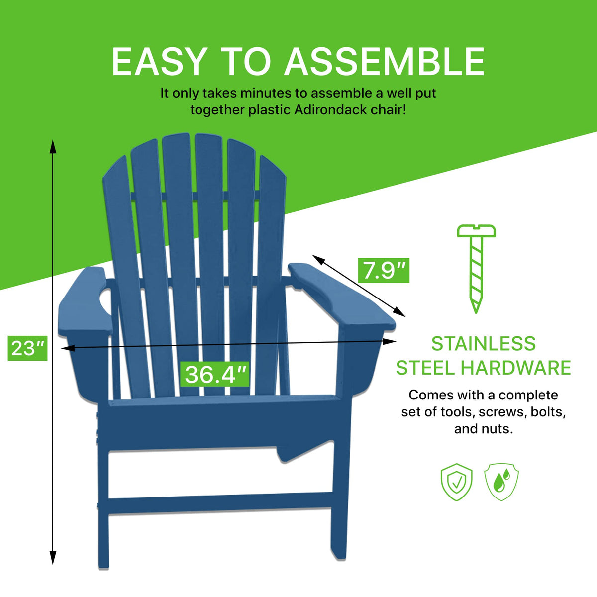 Plastic Weather Resistant Patio Adirondack Chair L836
