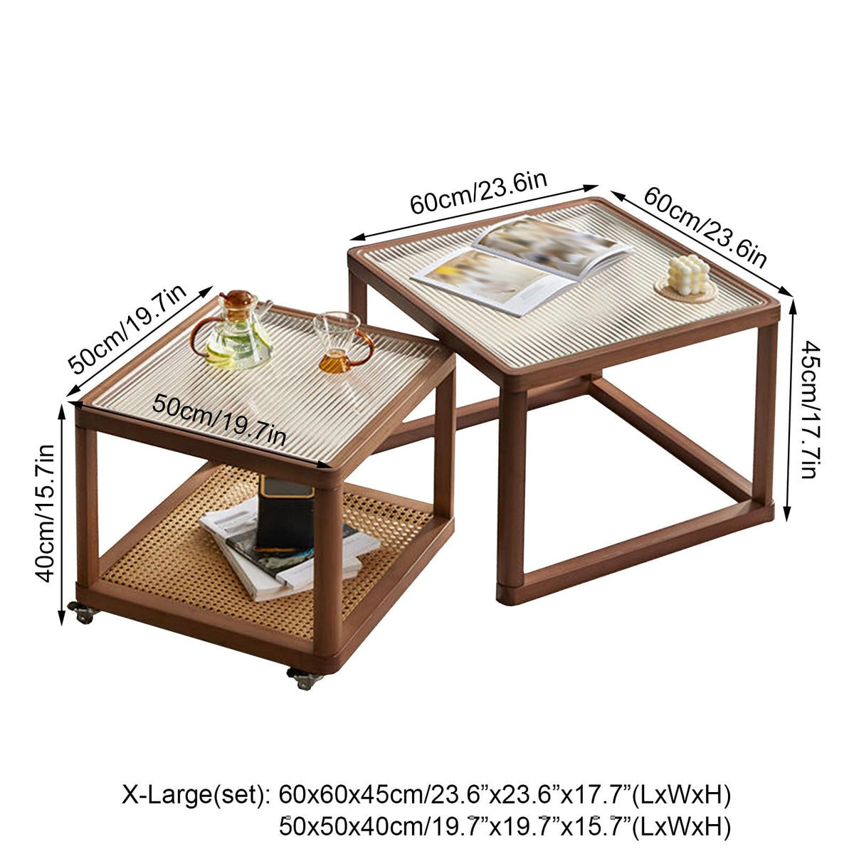 Square Glass Coffee Table Set of 2 B26729
