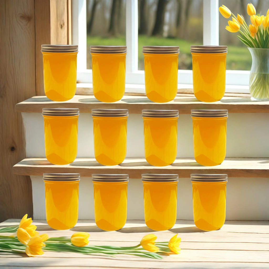 12 Pc 16 oz Wide Mouth Glass Mason Jars with Lids G167454