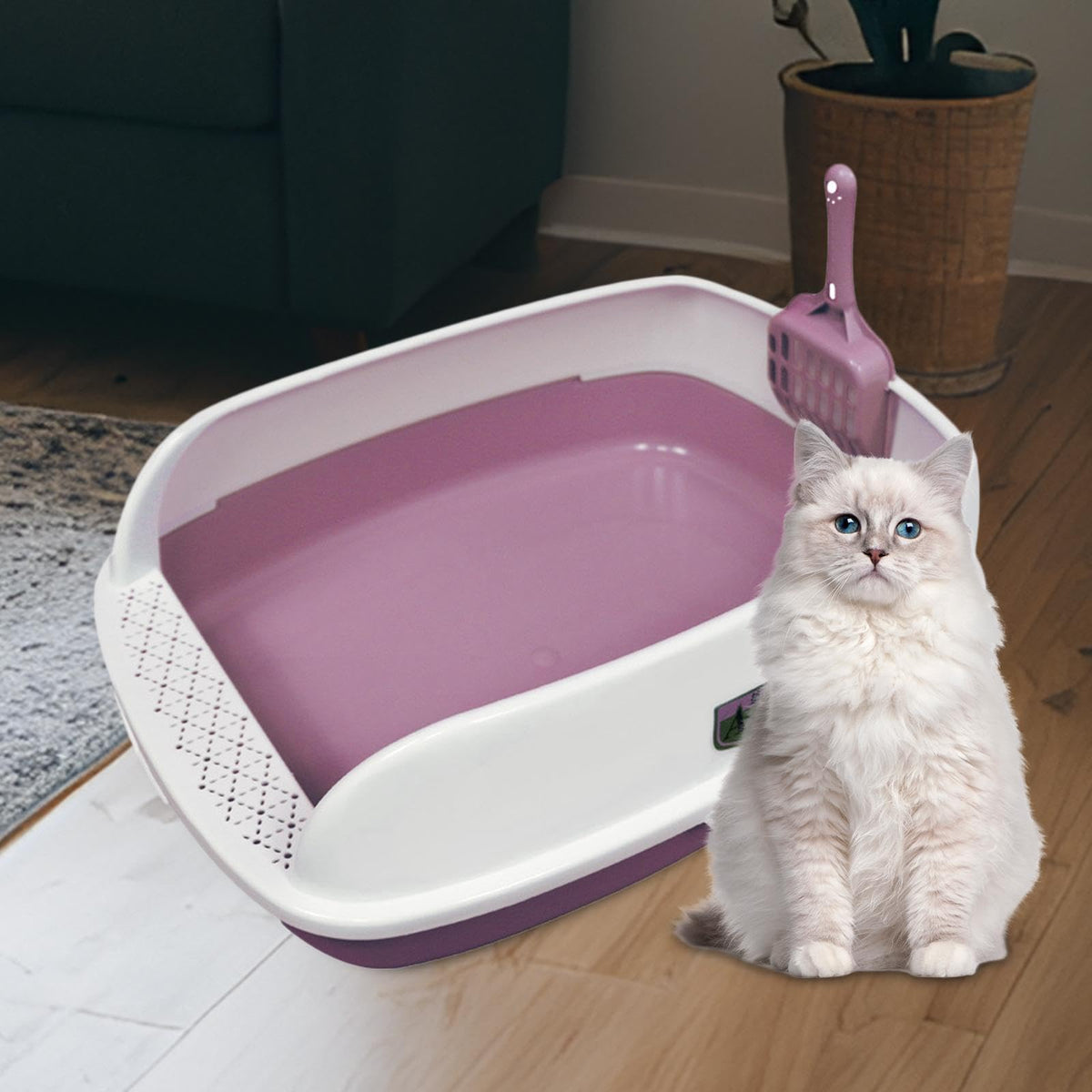Pink Semi Enclosed Cat Litter Box B987