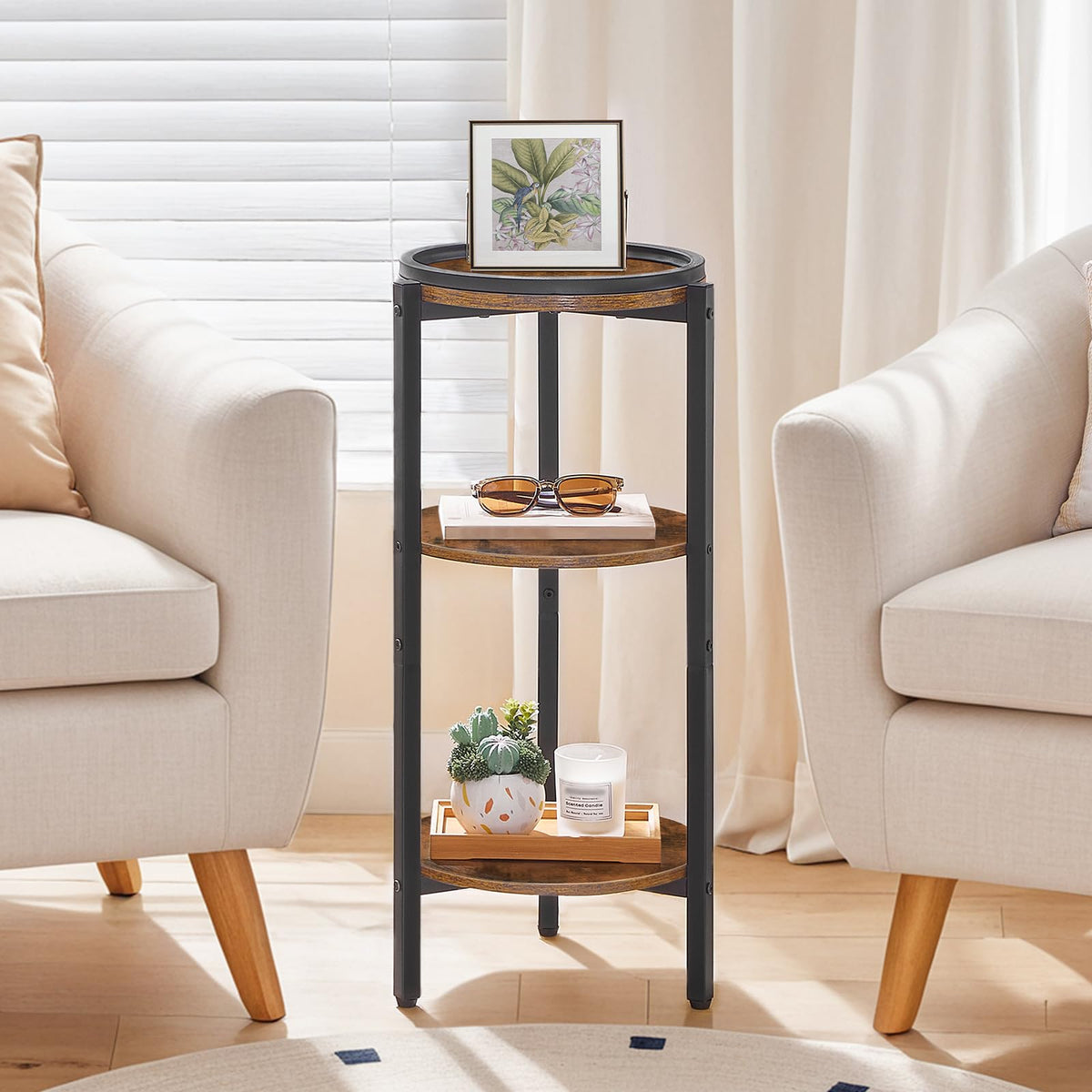 Small Round 3-Tier Side Table J296