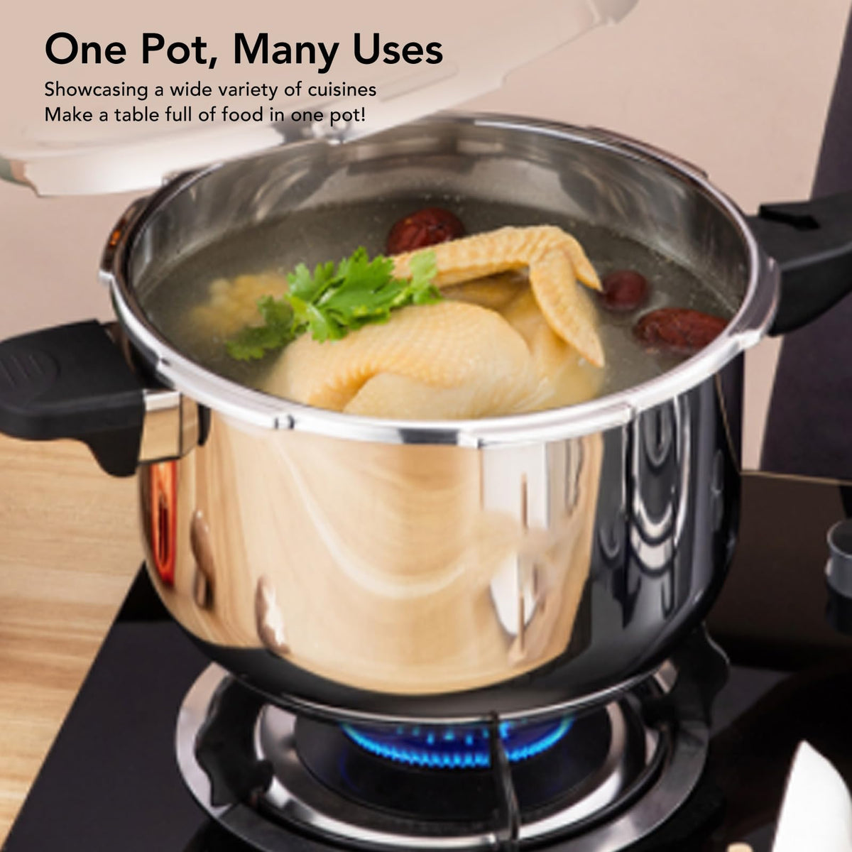 80KPA Stainless Steel Pressure Cooker with Safety Valve (3L) X835781