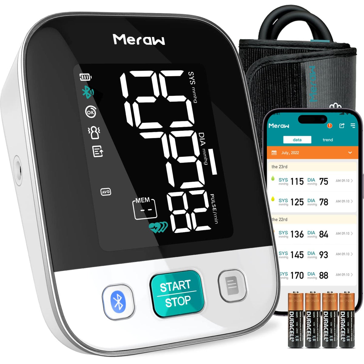 White Automatic Blood Pressure Monitor with Bluetooth F1924