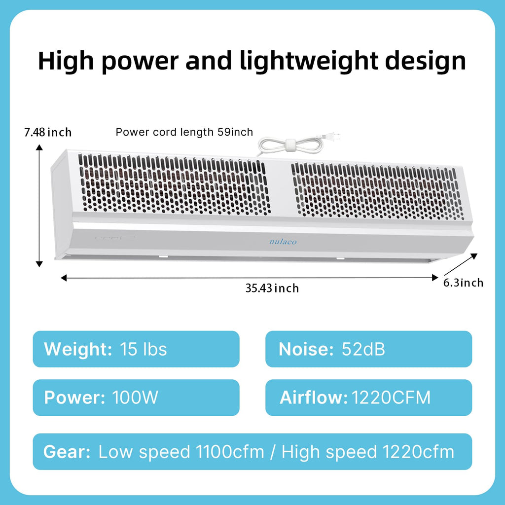 36'' Wall-Mounted 2-Speed Air Curtain E1578