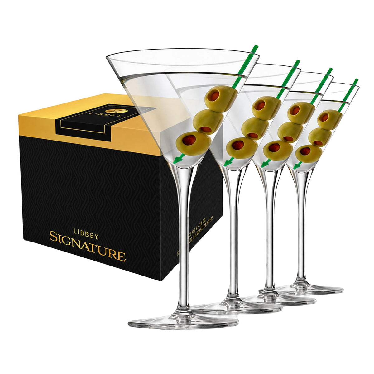 Clear 10 oz Stemmed Martini Glasses Set of 4 H710927