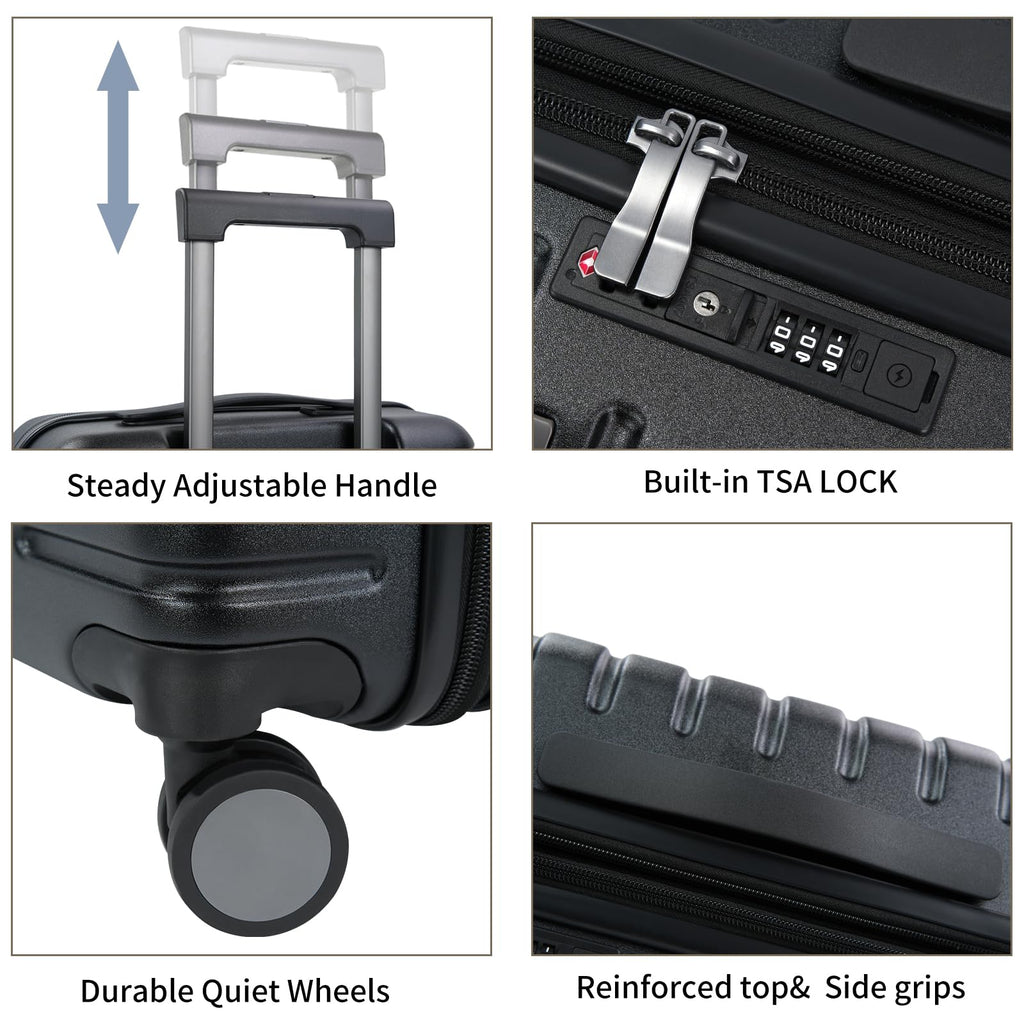 Black 20-Inch Carry On Luggage with Spinner Wheels V904082
