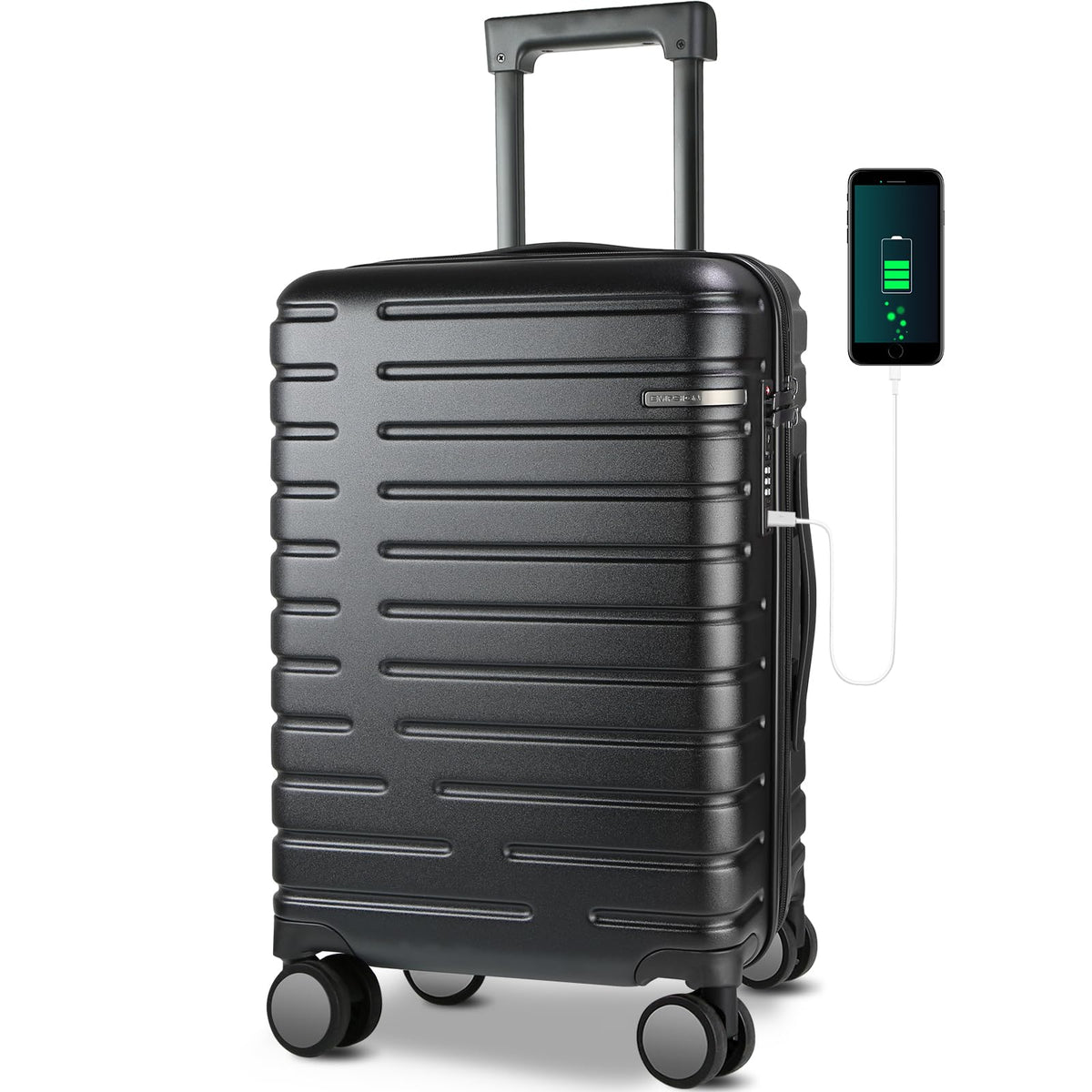 Black 20-Inch Carry On Luggage with Spinner Wheels V904082