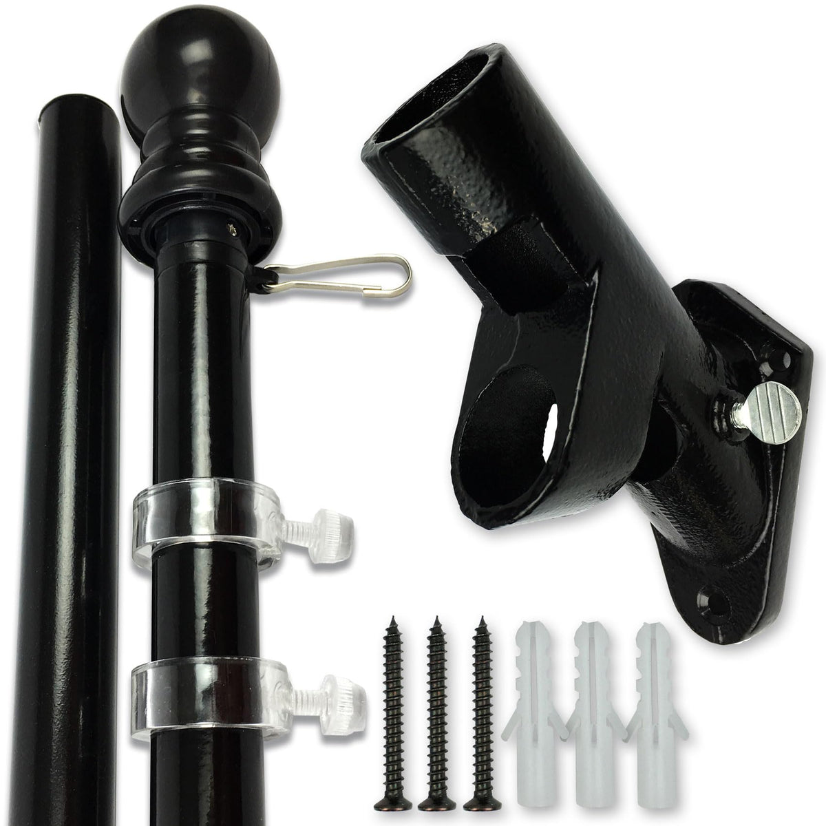 Flag Pole and Bracket Kit Black P7389