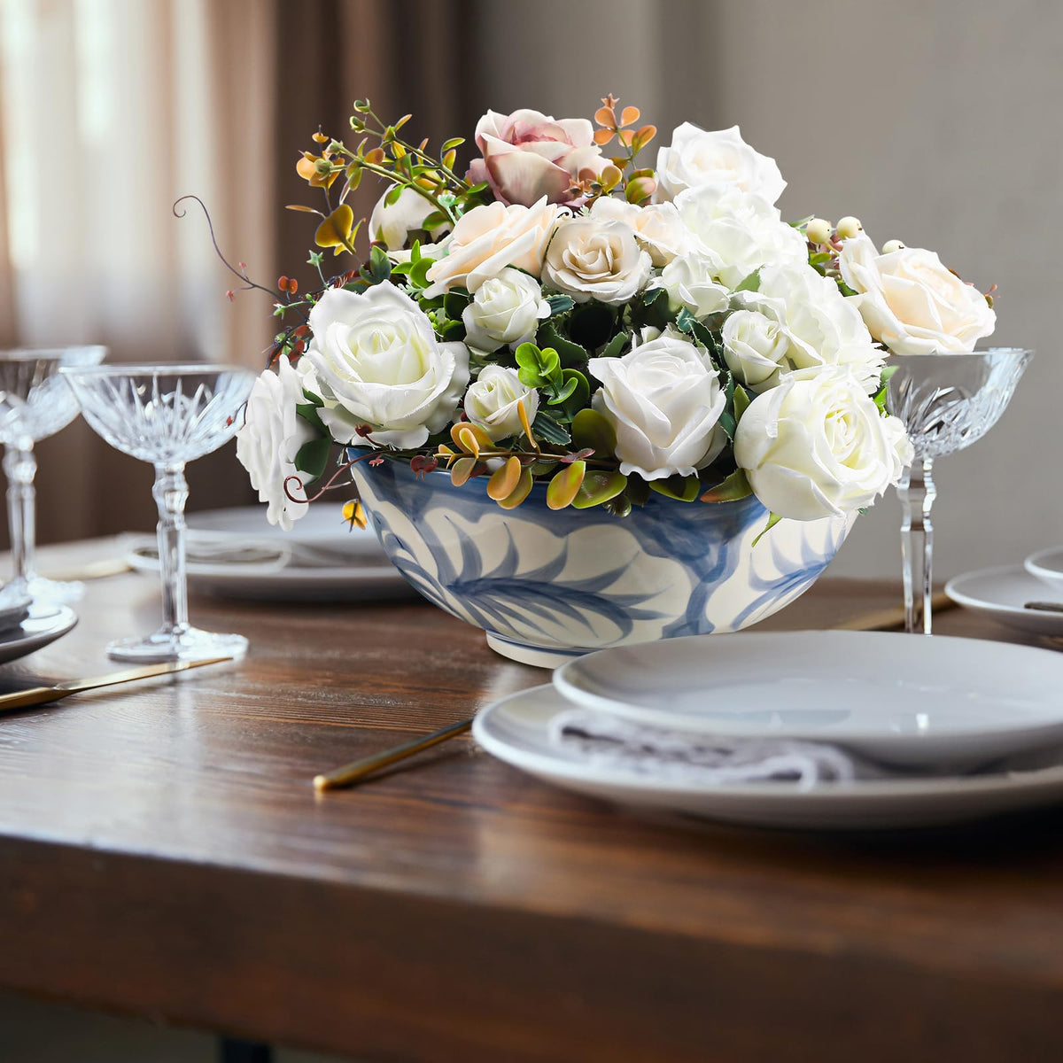Blue and White Chinoiserie Pasta Bowl P3100