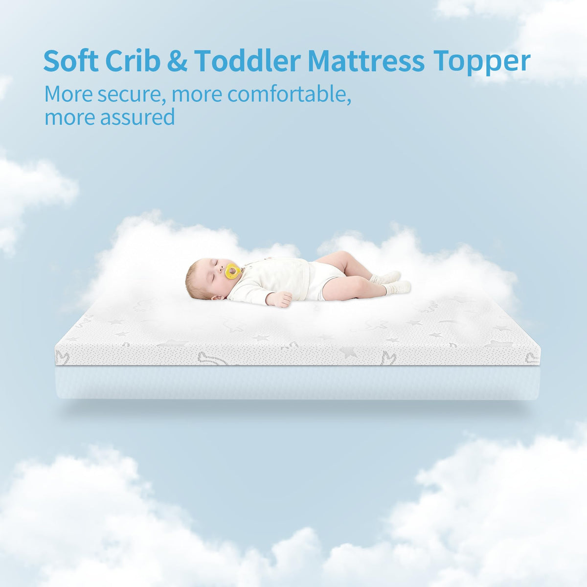 2" High Density Foam Crib Mattress Topper with Waterproof Washable Cover U1163