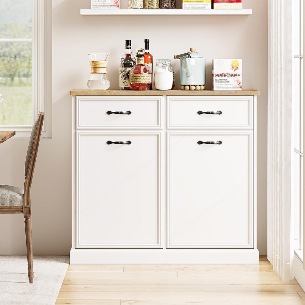 White 20 Gallon Tilt-Out Trash Cabinet U89495