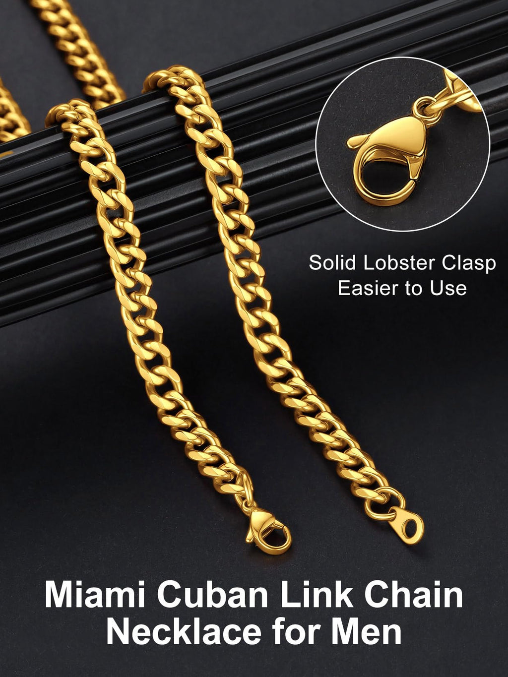 Black Stainless Steel Cuban Link Chain Necklace X21433