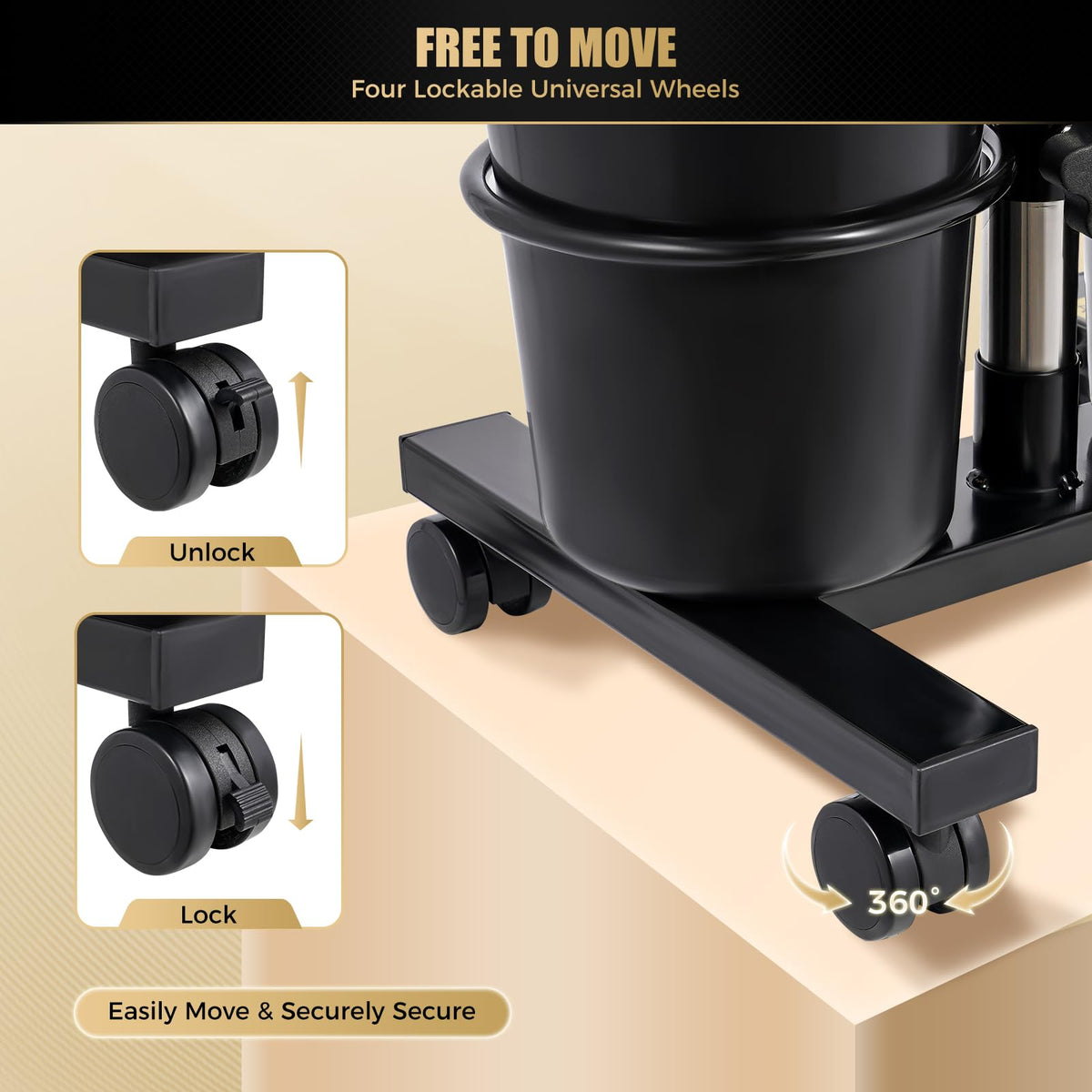 Black Portable Shampoo Bowl with 2 Bucket and Drain Hoses A5962
