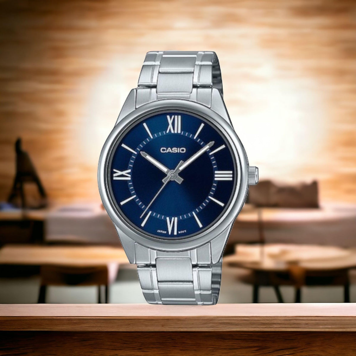 Blue Roman Dial Stainless Steel Analog Watch Z1462