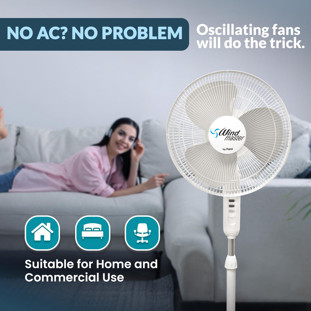 16 in Oscillating Pedestal Fan, 3 Speed, White W475398