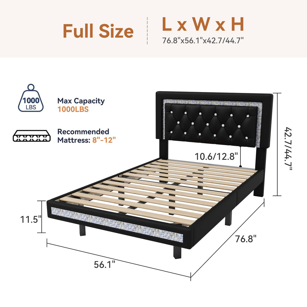 Floating Bed Frame Full with LED Lights P755