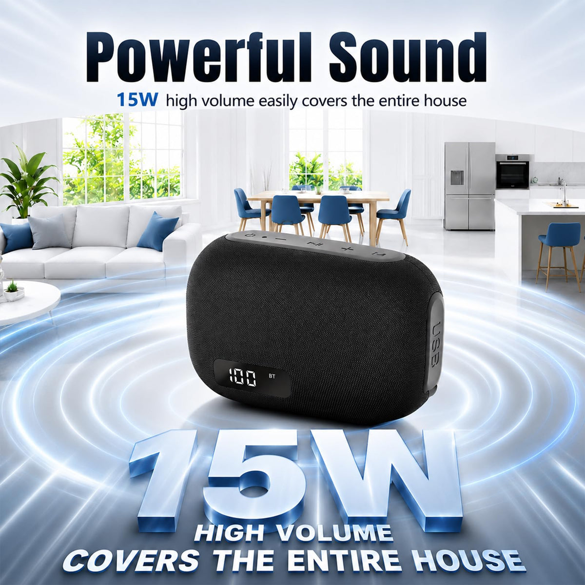 Portable IP67 Waterproof Bluetooth Speaker with Digital Battery Display N675