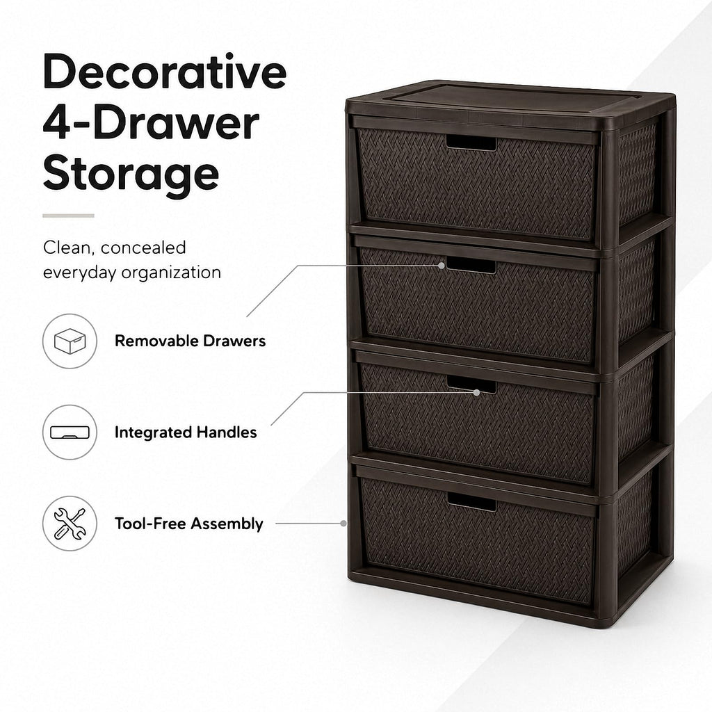 4 Drawer Plastic Storage Tower W53963