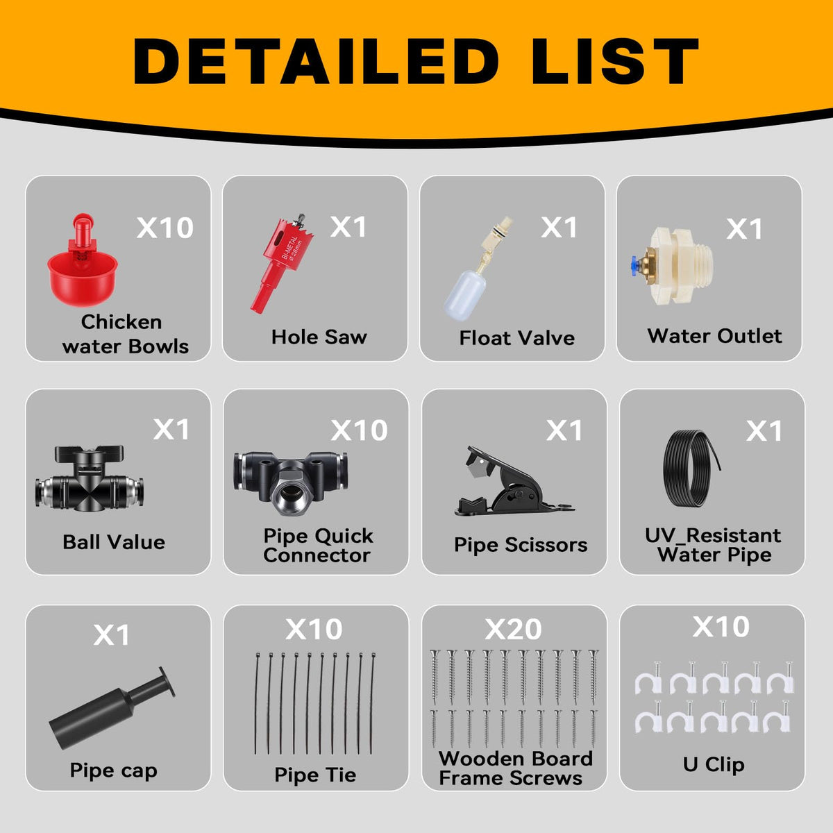 Automatic Chicken Watering System with 10 Red Cups N487