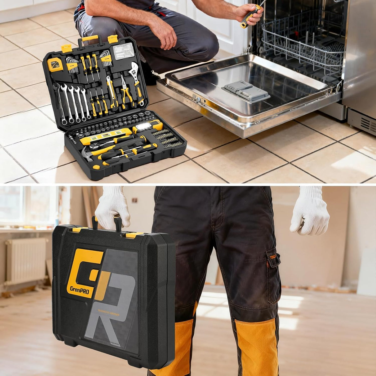 219 Pc Home Auto Mechanic Hand Tool Kit with Storage Tool Box Q601