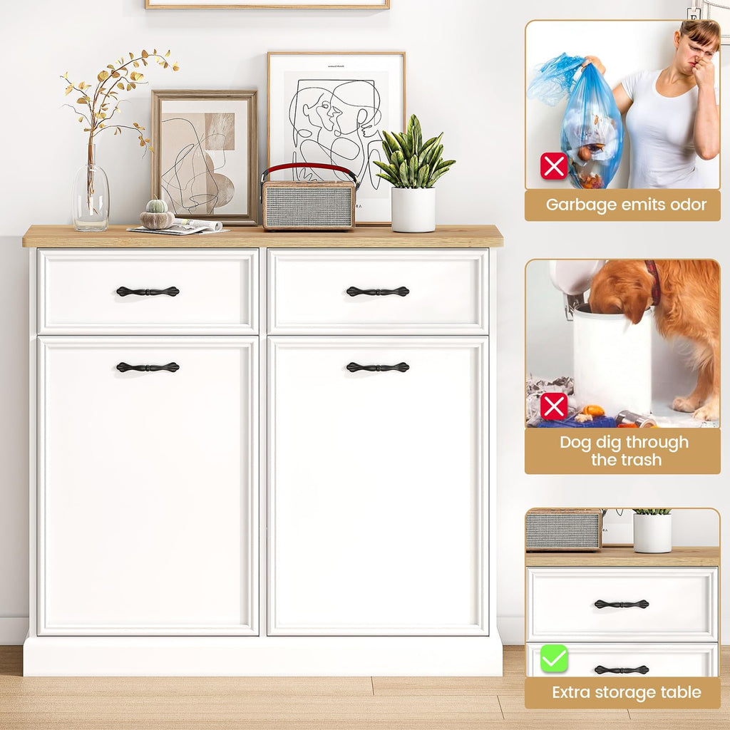 White 20 Gallon Tilt-Out Trash Cabinet U89495