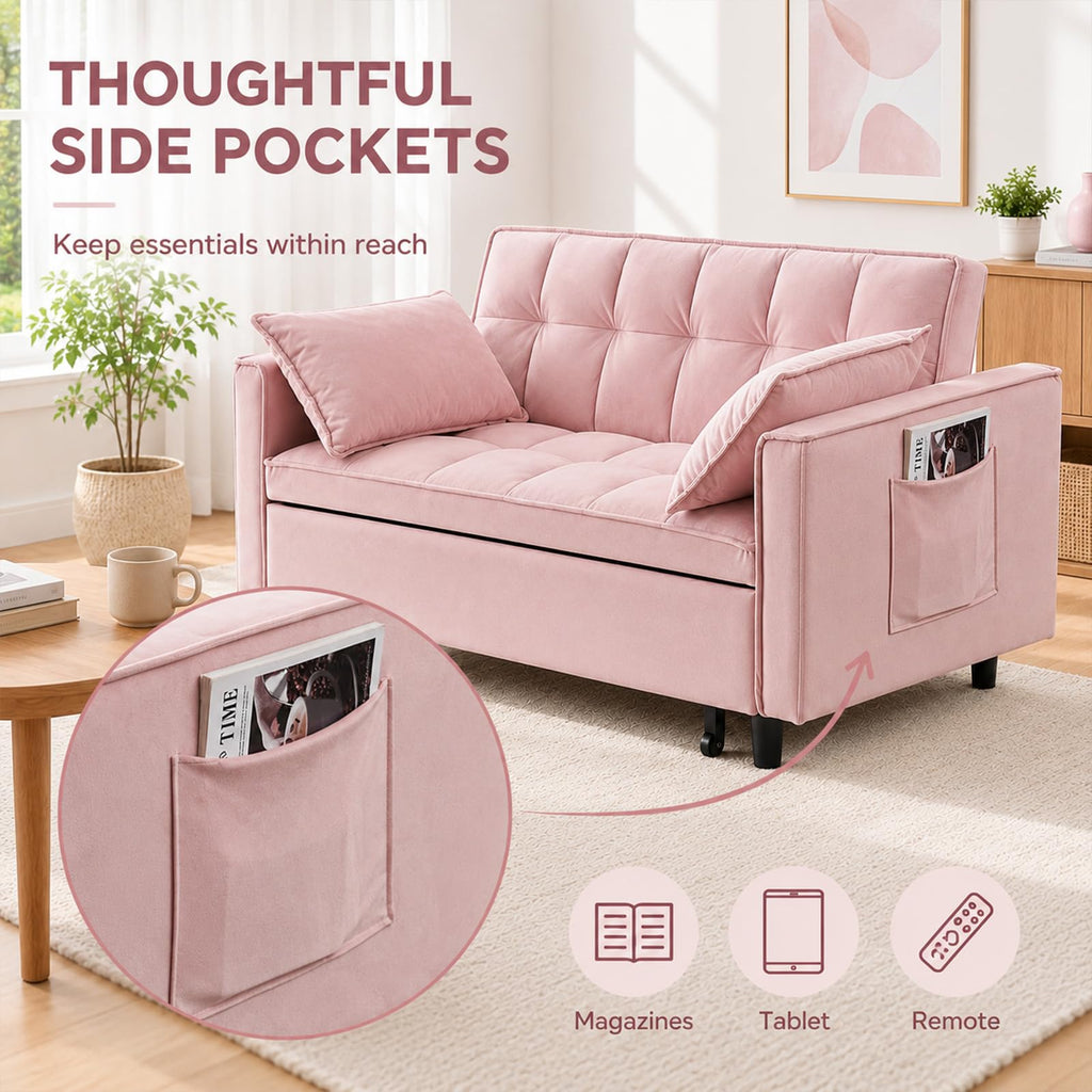 Velvet Convertible Sofa Bed Z232174
