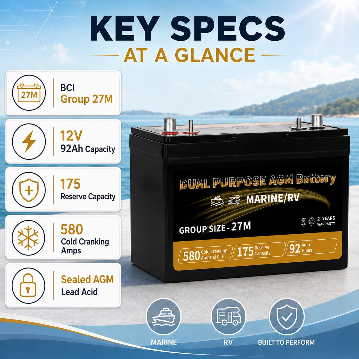 12V 92AH AGM Battery K241