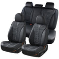 Black 5 Seats Nappa Leather Car Seat Covers Full Set S76084