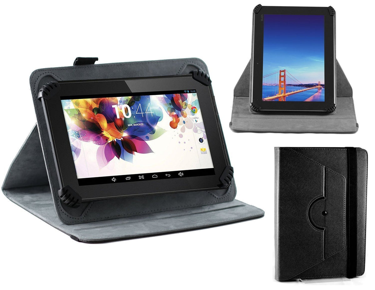 Black Faux Leather Hard Case Cover with 360 Rotational Stand E2312