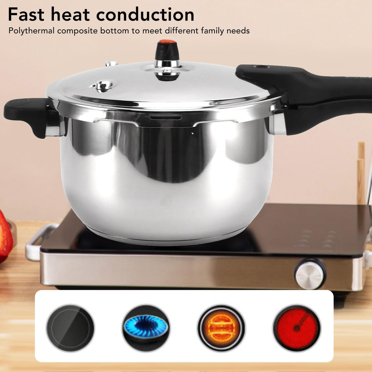 80KPA Stainless Steel Pressure Cooker with Safety Valve (3L) X835781