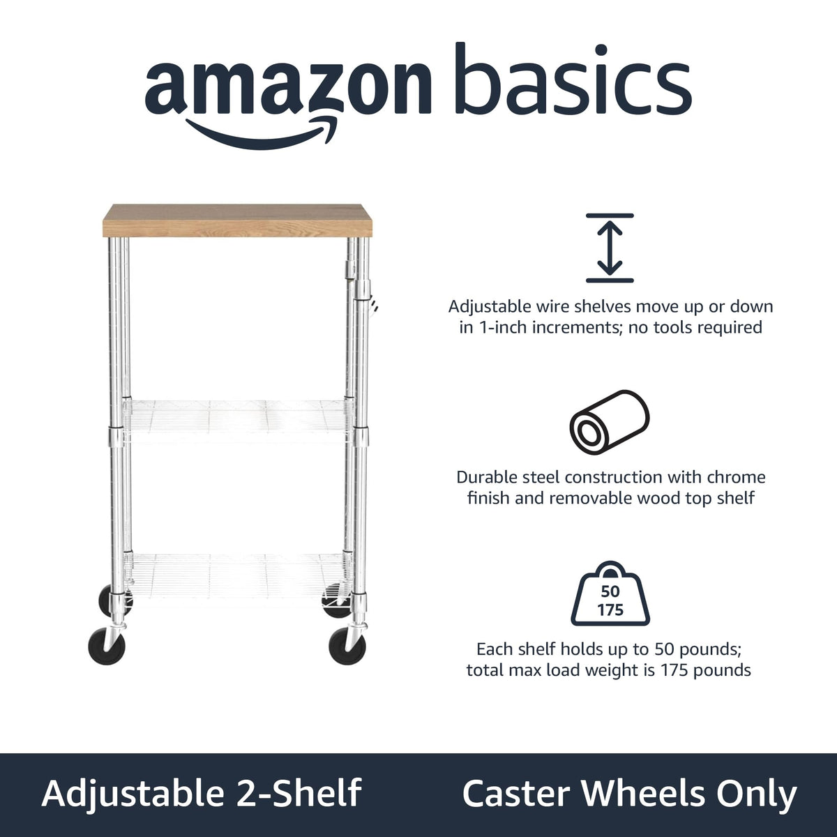 3-Tier Kitchen Storage Rack with Caster Wheels N983827