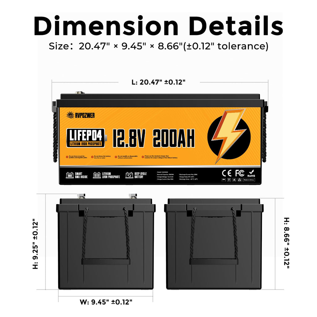 12V 200Ah LiFePO4 Lithium Battery I2195