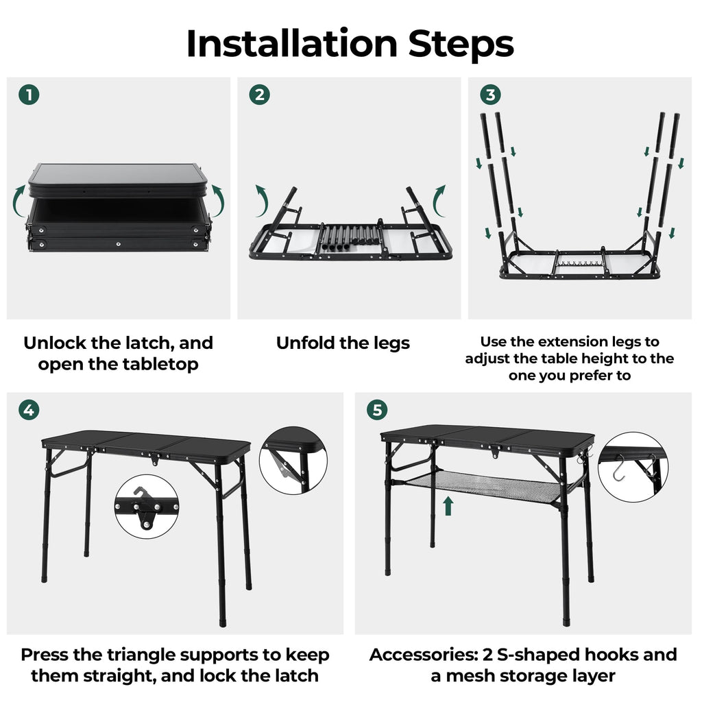 Folding Camping Table with Adjustable Height L6187