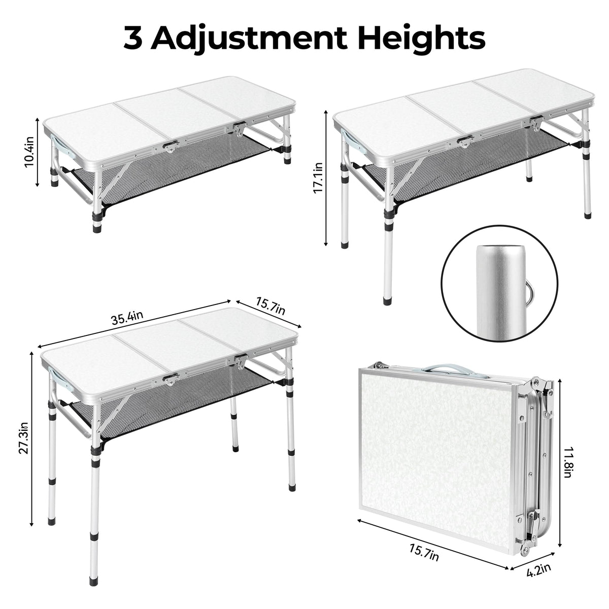 Folding Camping Table with Adjustable Height L6187