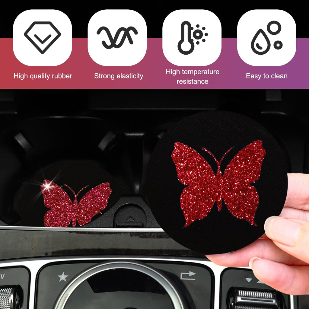 2 PCS Bling Rhinestone Non-Slip Car Coaster O713539