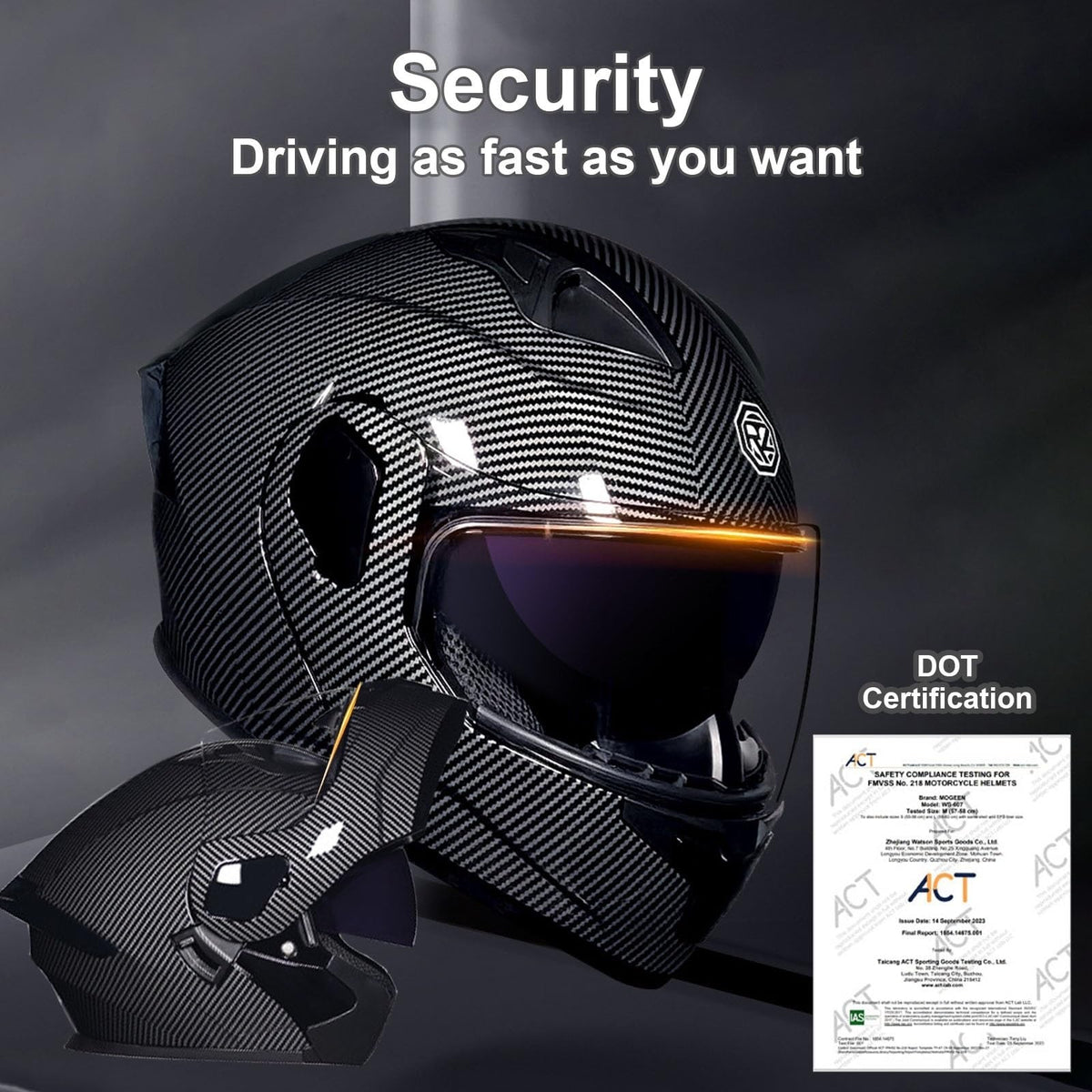 DOT Approved Full Face Flip up Anti-Fog Double Visor Motorcycle Helmet B13706