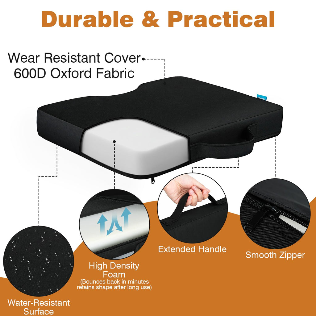 Portable Extra Thick Waterproof Stadium Seat Cushions with Handle, 2PCS H3413