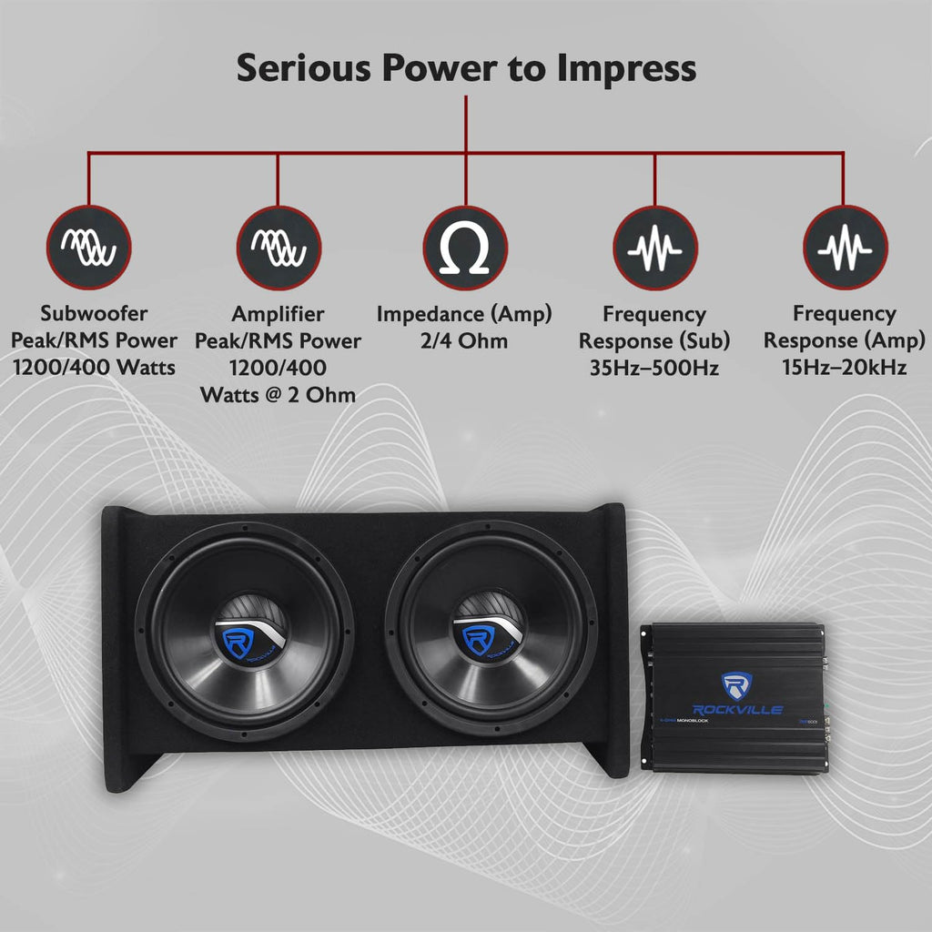 Dual 12" Car Subwoofer Enclosure with Mono Amplifier H20999