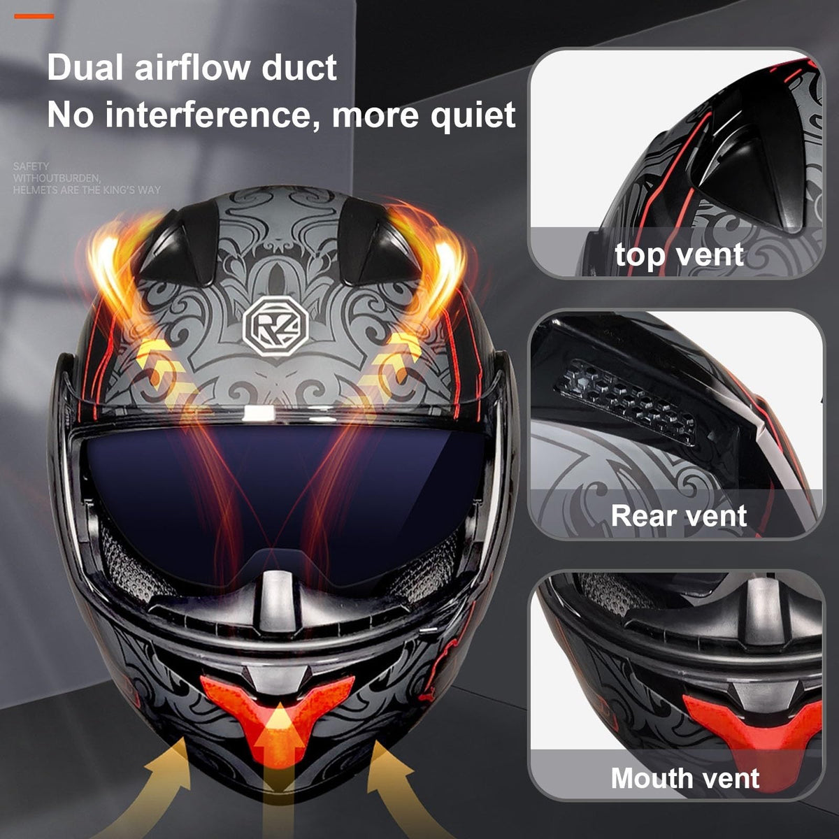 DOT Approved Full Face Flip up Anti-Fog Double Visor Motorcycle Helmet B13706
