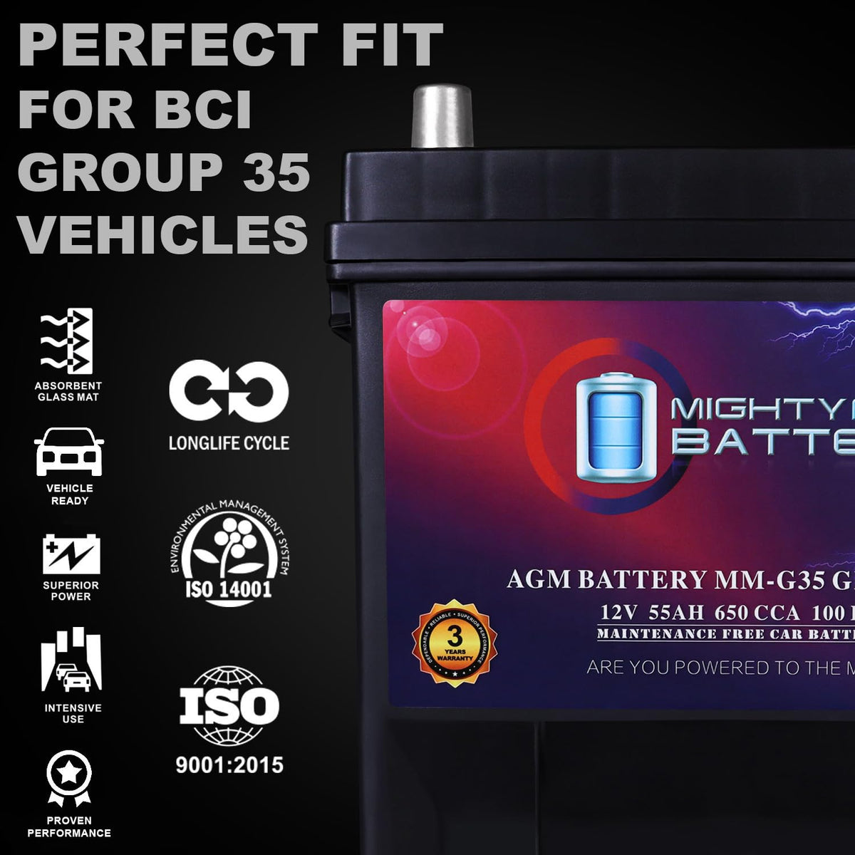 12V 55Ah AGM Replacement Battery W637