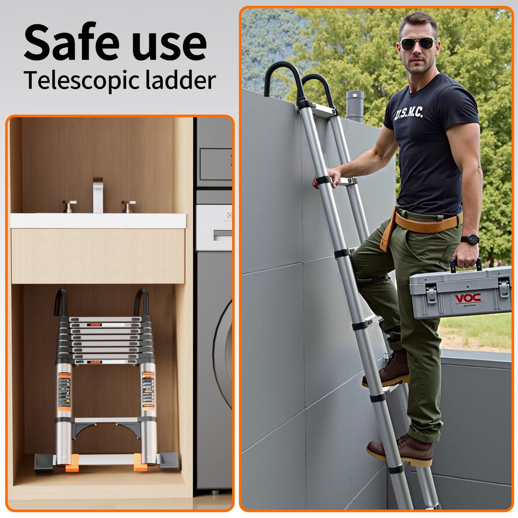19.5FT Aluminum Telescoping Ladder 330lbs E19925