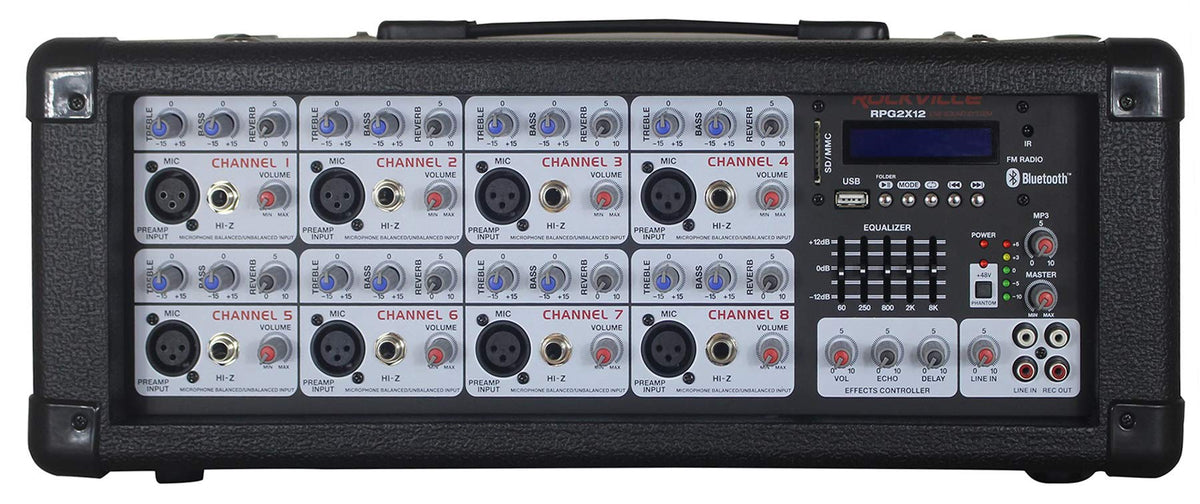 12 Inch Powered PA Speaker System with Mixer and Microphones U2229