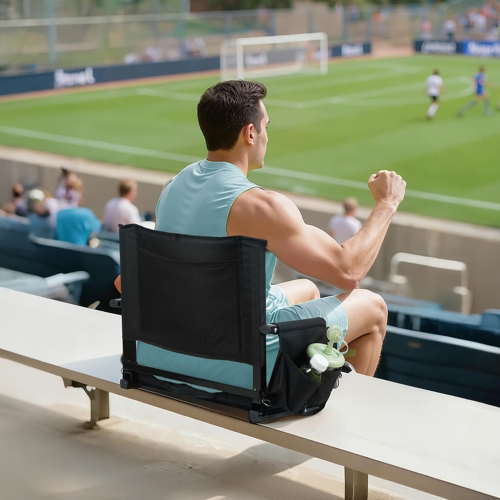 2 Pcs Black Folding Stadium Seat Cushion with Back Support U656