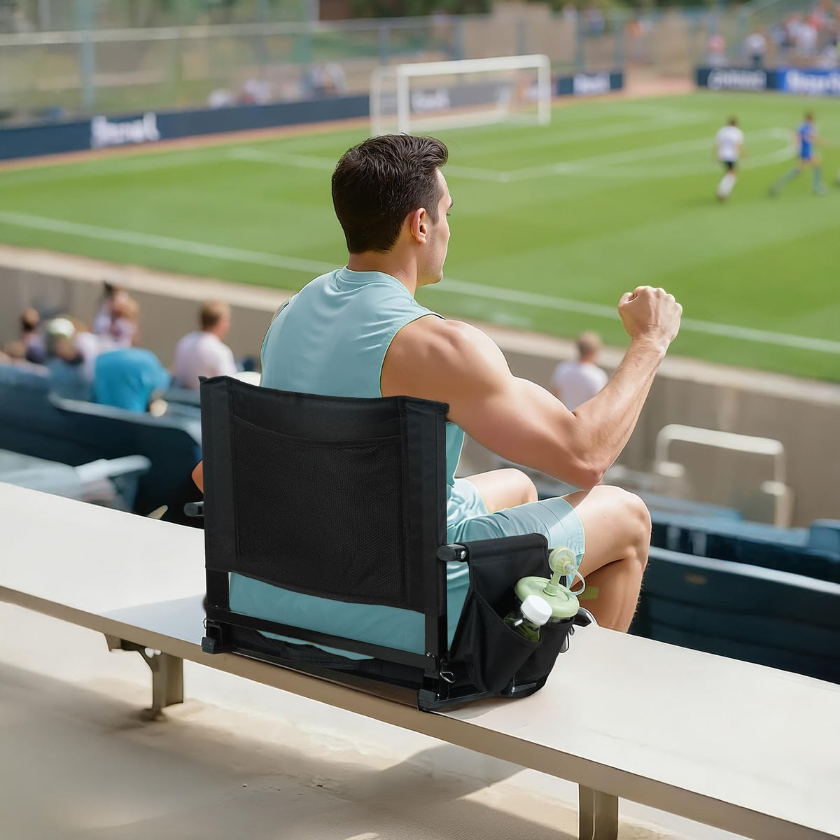 2 Pcs Black Folding Stadium Seat Cushion with Back Support U656