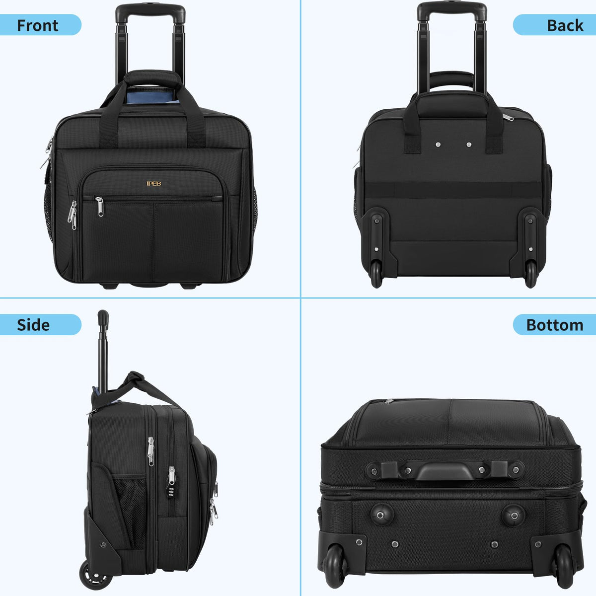 Water-Resistant 17.3" Rolling Laptop Bag with RFID Pocket J8313