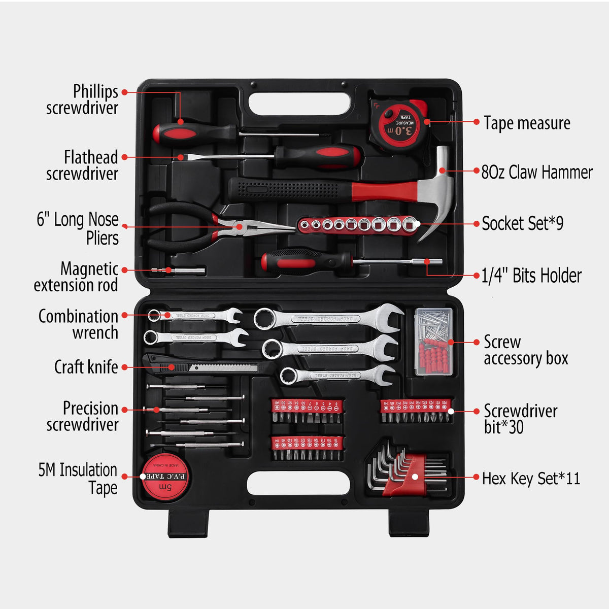 146-Piece Household Tool Kit with Storage ToolBox A924798