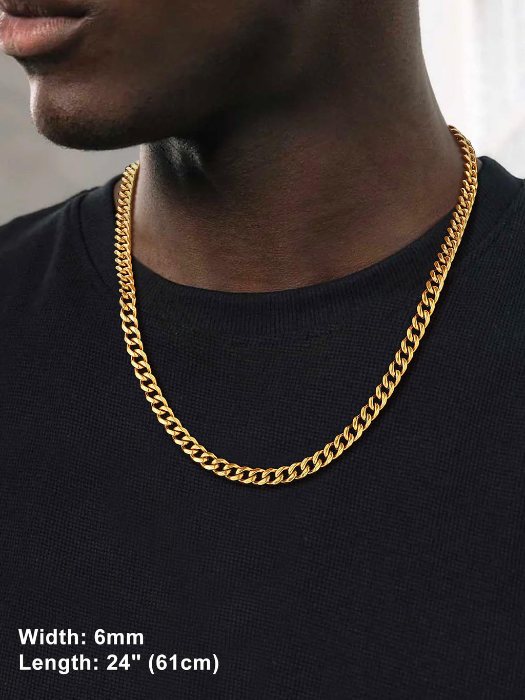 Black Stainless Steel Cuban Link Chain Necklace X21433