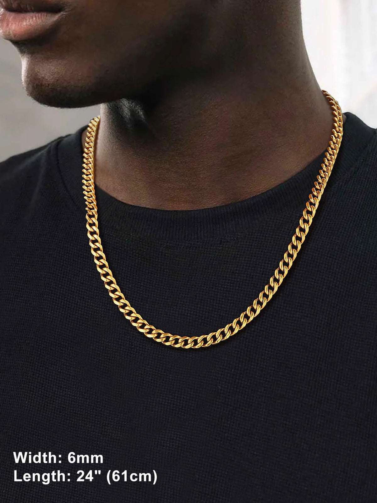 Black Stainless Steel Cuban Link Chain Necklace X21433