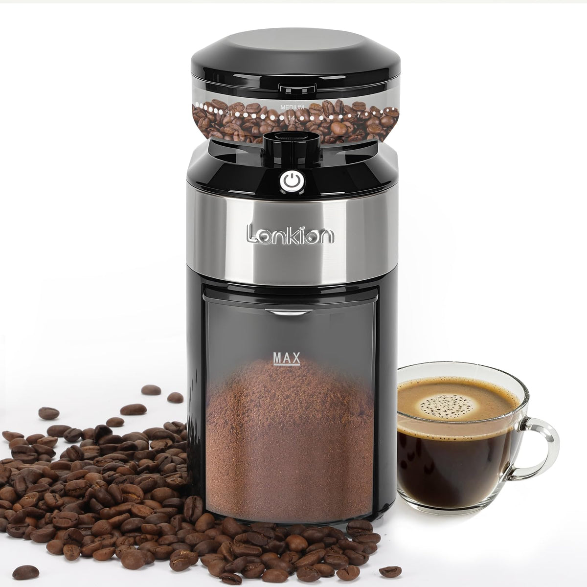 Electric Burr Coffee Grinder with 28 Adjustable Grind Settings I90858